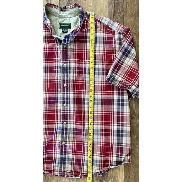 Eddie Bauer Men's Button Down Shirt Size XXL SS Red, Brown plaid EUC - Picture 4 of 8